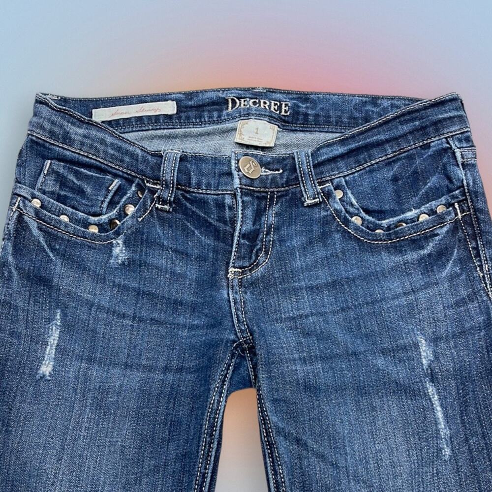 DECREE Women’s 1 (Juniors) Super Skinny Distressed Blue Jeans